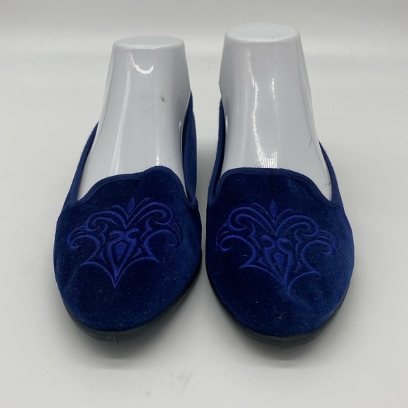 Sunset Blue Crushed Velvet Flats - Picture 4 of 10
